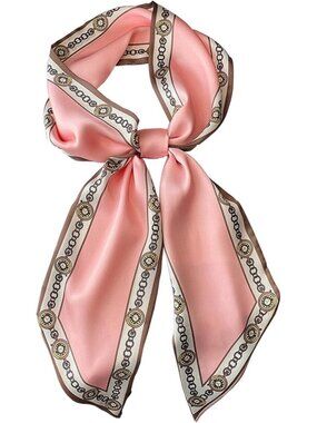Women's Pink Badge Stylish Satin Headscarf Wrap Lightweight Scarves Scarf